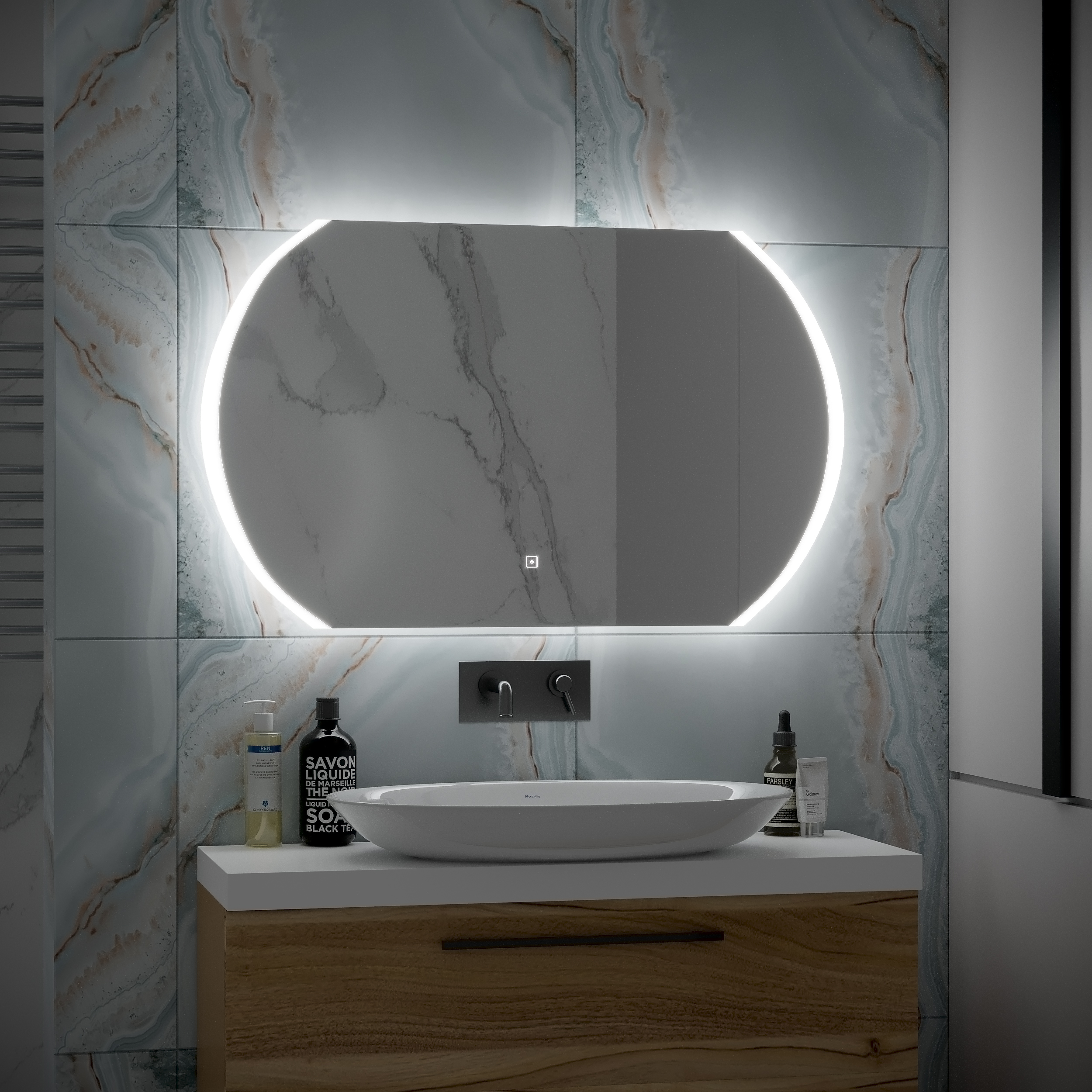 картинка Зеркало "Polaris  LED" 1000x600 c подсветкой от магазина Conti Mirror